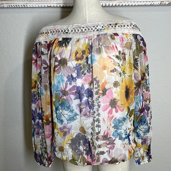 Boston proper new off the shoulder floral top large - Picture 2 of 7